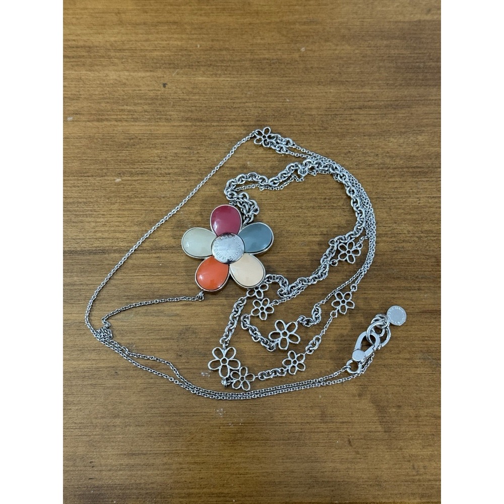 Marc‎ Jacobs Silver Tone Multicolor Flower Pendant Necklace Chain Daisy